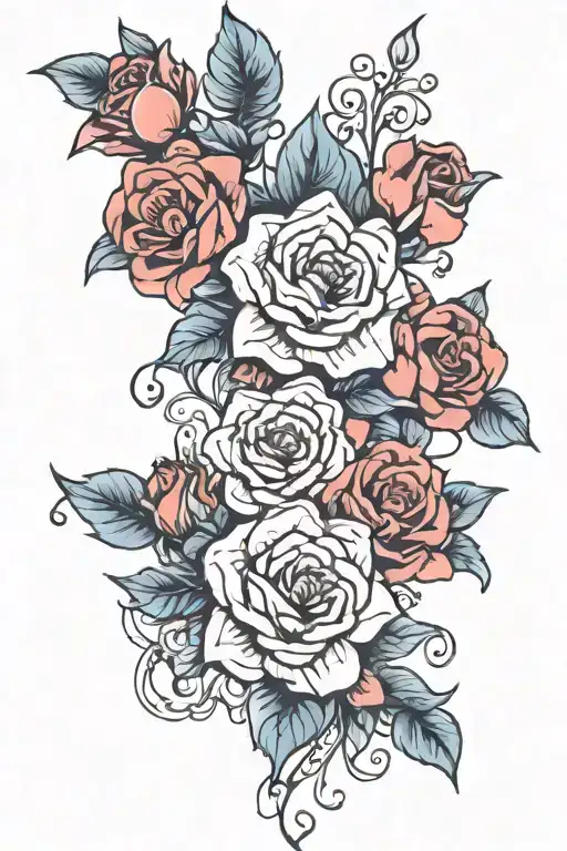 Blue Floral Sleeve Tattoo Flowers