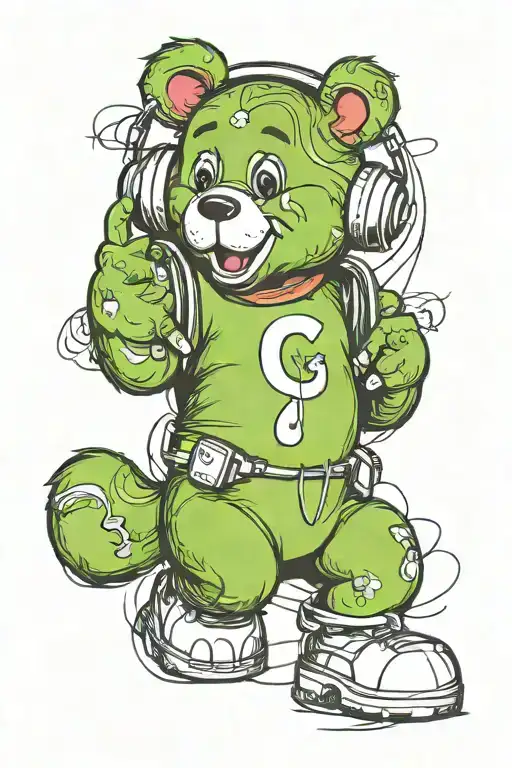 Carebear Wearing Headphones