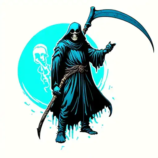 Grim Reaper Holding Scythe Hovering
