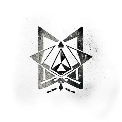 A Minimalist Design Of The Triforce Symbol From Zelda Combined With A Chef's Knife