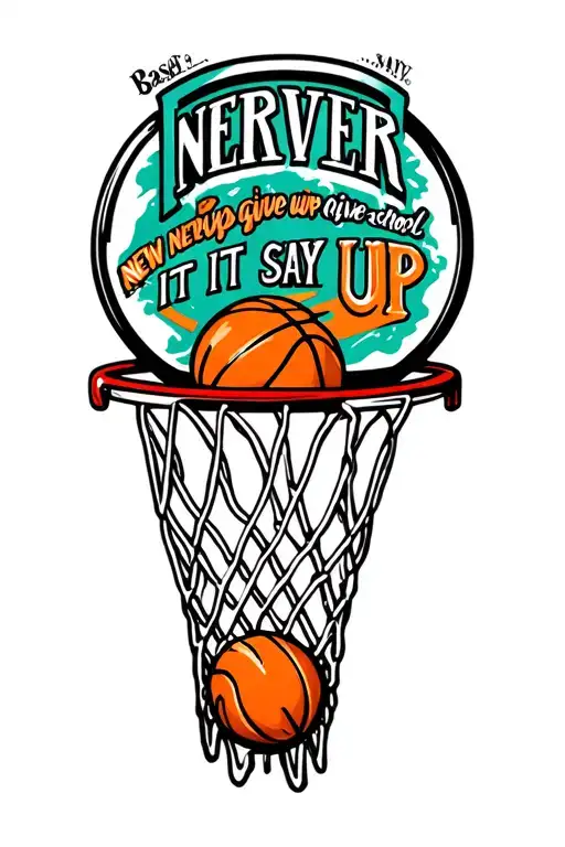 Bassket Hoop And It Say Nerver Give Up And
