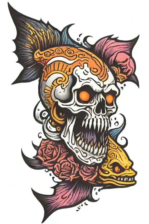 Skull Fish Swimming Upstream