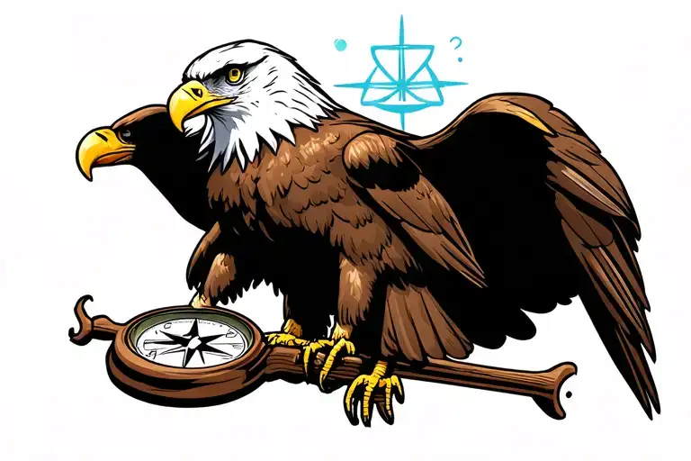 Compass Hourglass Bald Eagle Perched