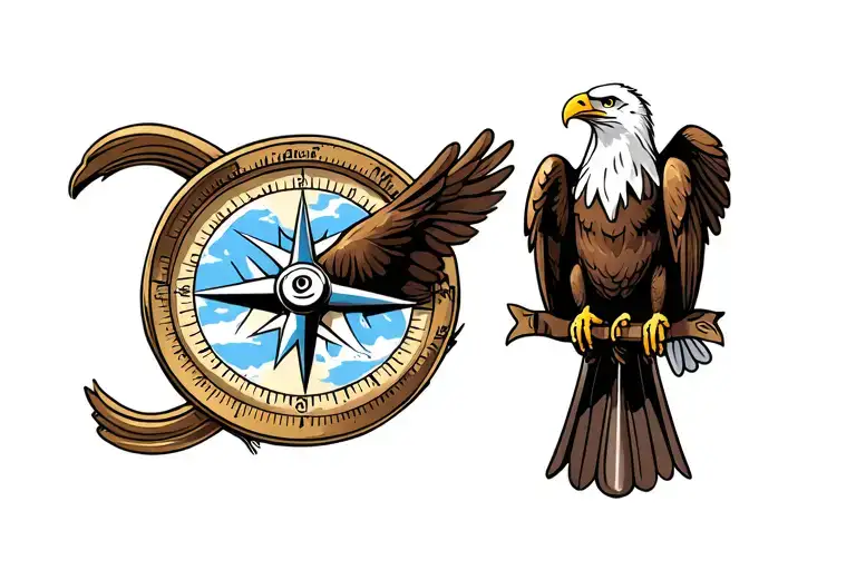 Compass Hourglass Bald Eagle Perched