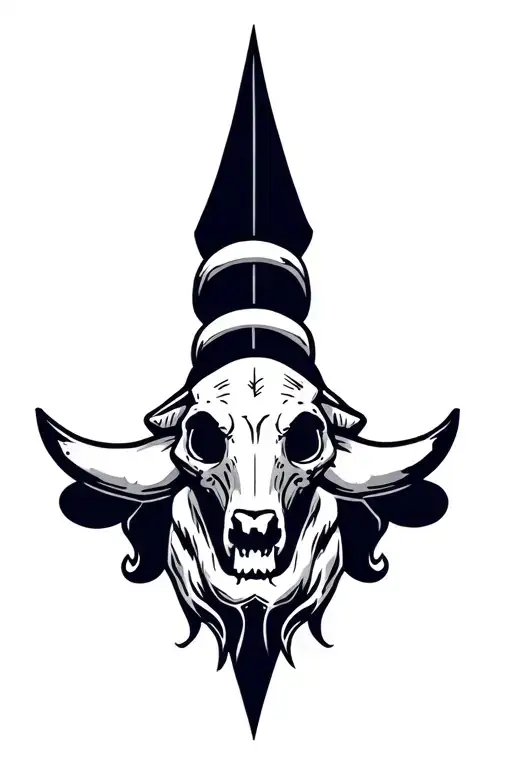 Bull Half Skull And Bone Half New School