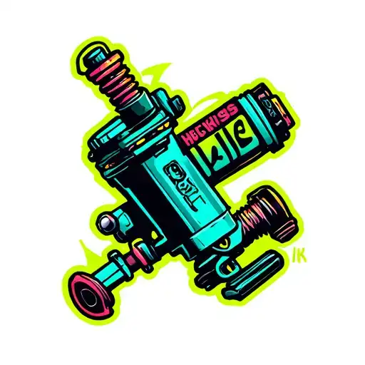 Create A Logo With Heckiiiis Ink In Neon Colors And A Tattoo Machine