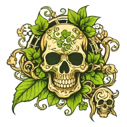 Skull Horseshoe Clover Leaf Luck Clover Leaf