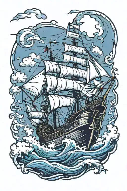 Ship Sailing Throu The Storm Whit 7-11-17 On The Sails