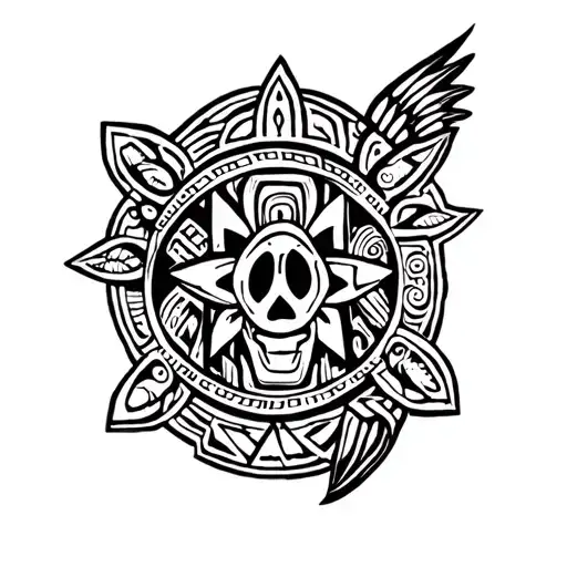 Azteken Tattoo Design Incorporating Symbols