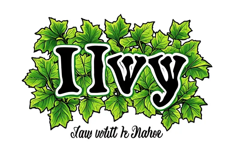 Ivy Name Tattoo Design Combining