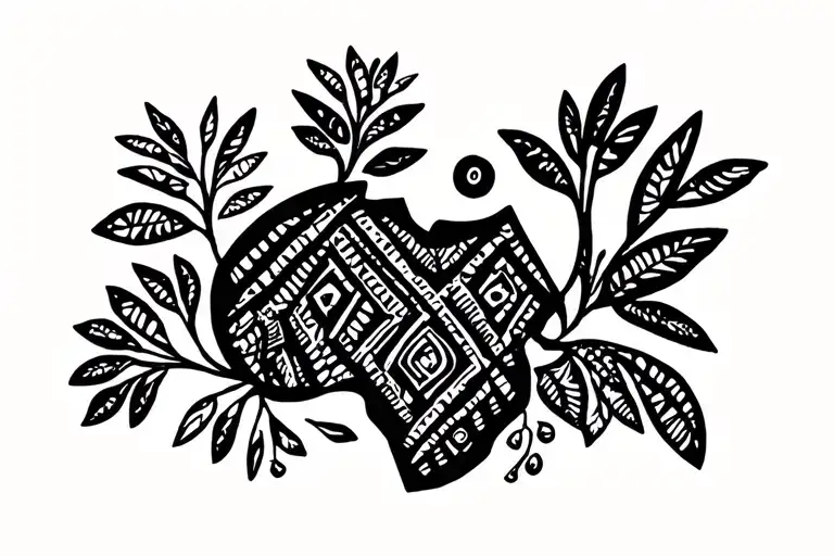 Africa Outline With African Fabric Design