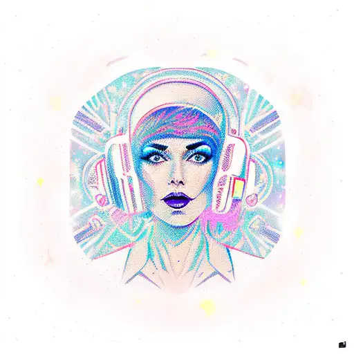 Woman In Space With Crystals