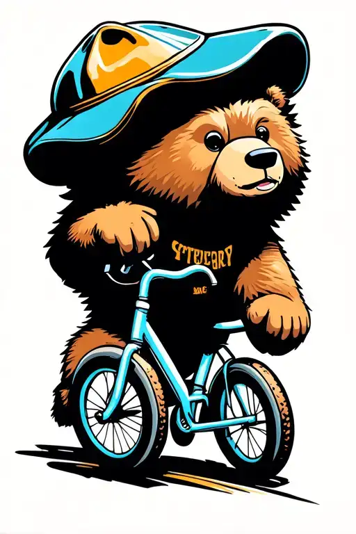 Bear With Spinning Cap Riding A Super Tiny Bicycle