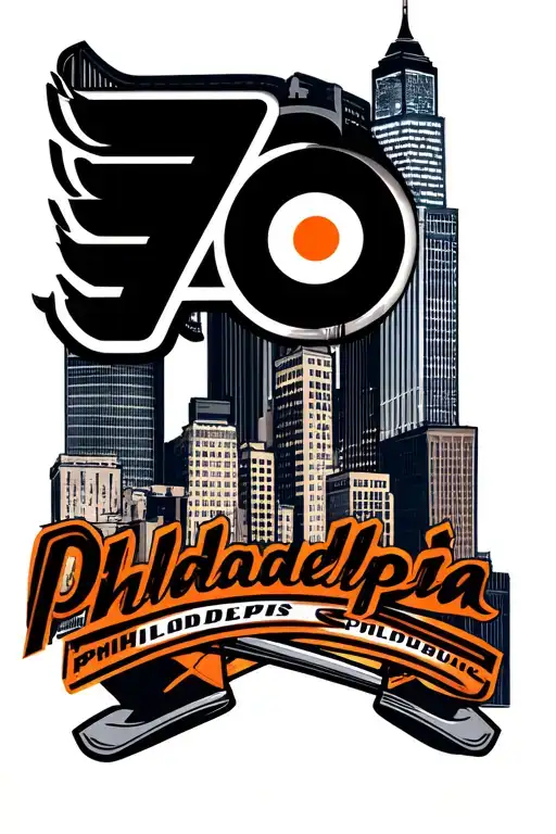 Draw Me A Tattoo With The Philadelphia Flyers Logo And Philadelphia Skyline For A Man's Calf