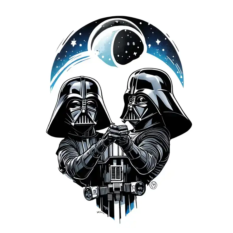 Tie Pilot And Darth Vader Action Pose