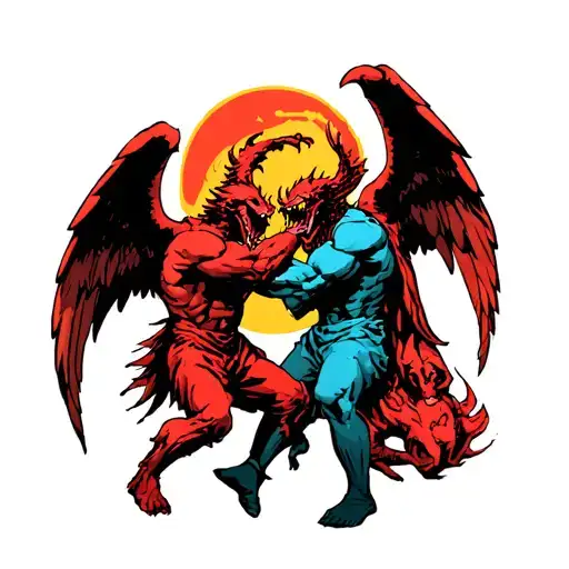 Demons And Angels Fighting