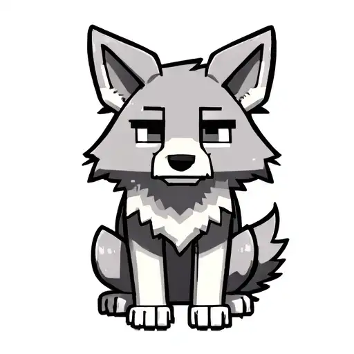 Cute Minecraft Wolf Grey Sitting