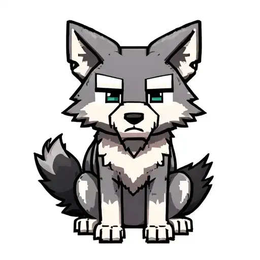 Cute Minecraft Wolf Grey Sitting
