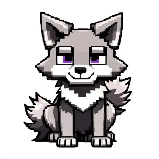 Cute Minecraft Wolf Grey Sitting Smiling