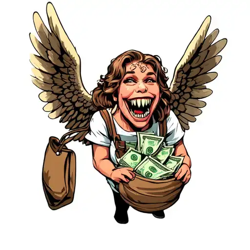 Angel With Grillz Teeth And Bag Of Cash Filled