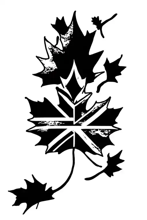 Union Jack With Maple Leaf Black And White