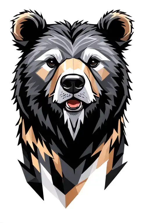 Geometric Outline Bear Head