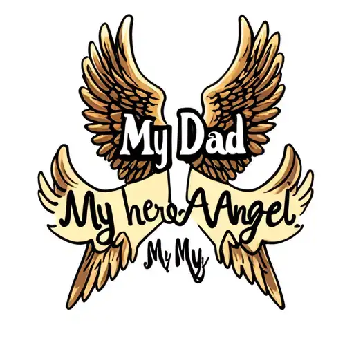 Words My Dad My Hero My Angel Between Two Angel Wings