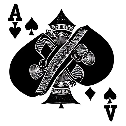 A Minimal Tattoo Featuring The Ace Of Spades And King Of Diamonds Symbols Intertwined