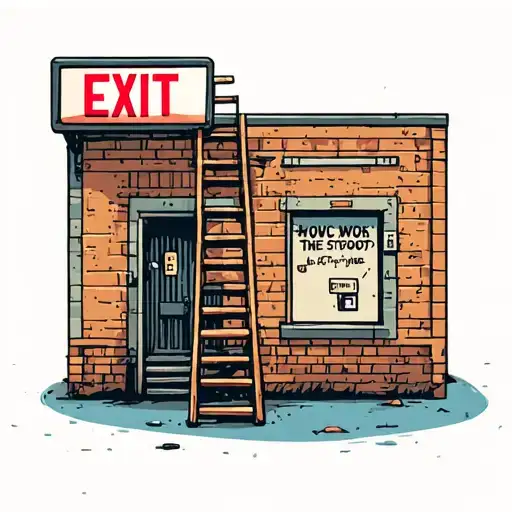 Miniaturee Ladder With An Exit Sign At The Top