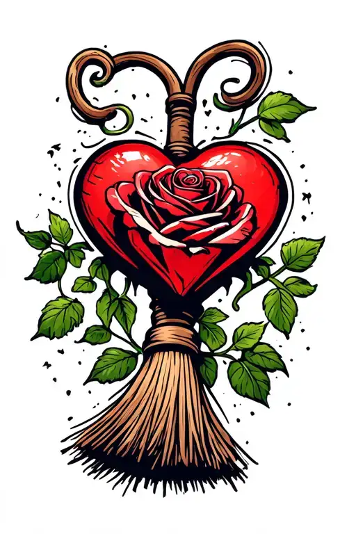 Rose Heart Broomstick