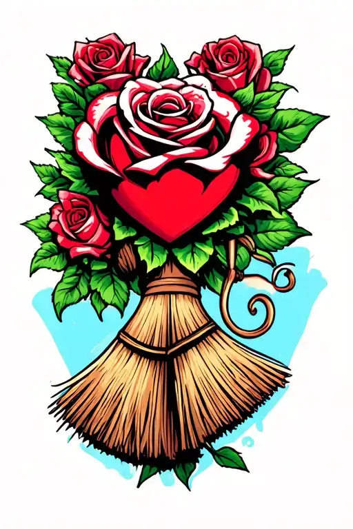 Mom Tattoo Rose Heart Broomstick