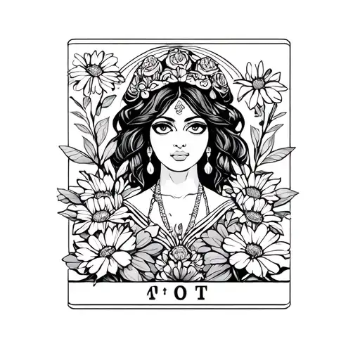 Gypsy Style With Flowers Surrounding Tarot Card