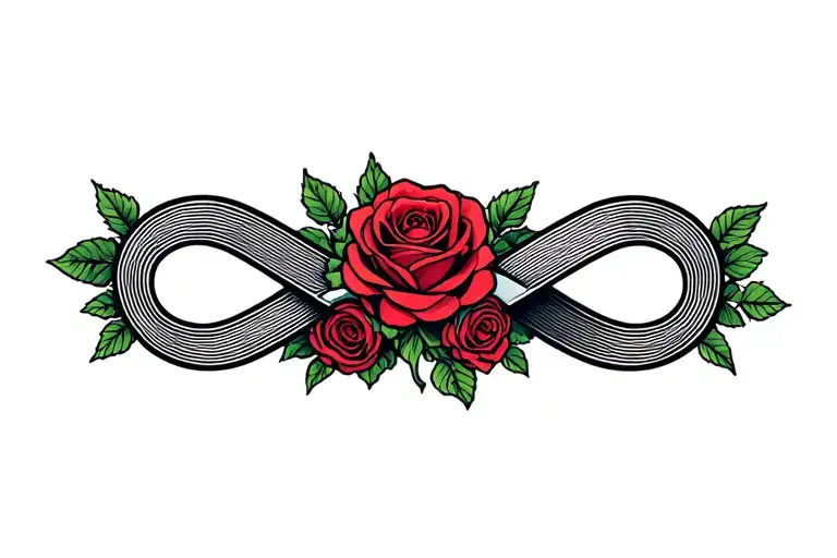 Fine Line Infinite Sign With Roses In The Background