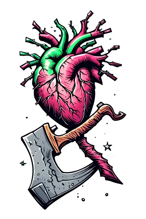 Green Heart Resisting A Broken Axe