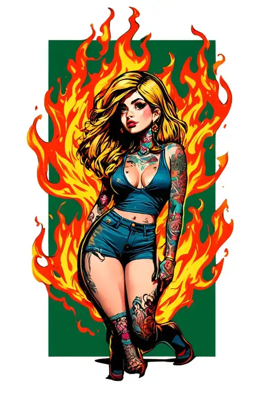 Fire Girl Sexy In Full Height