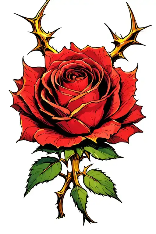 Rosa Enrredera With Thorns With Red And Golden Colors