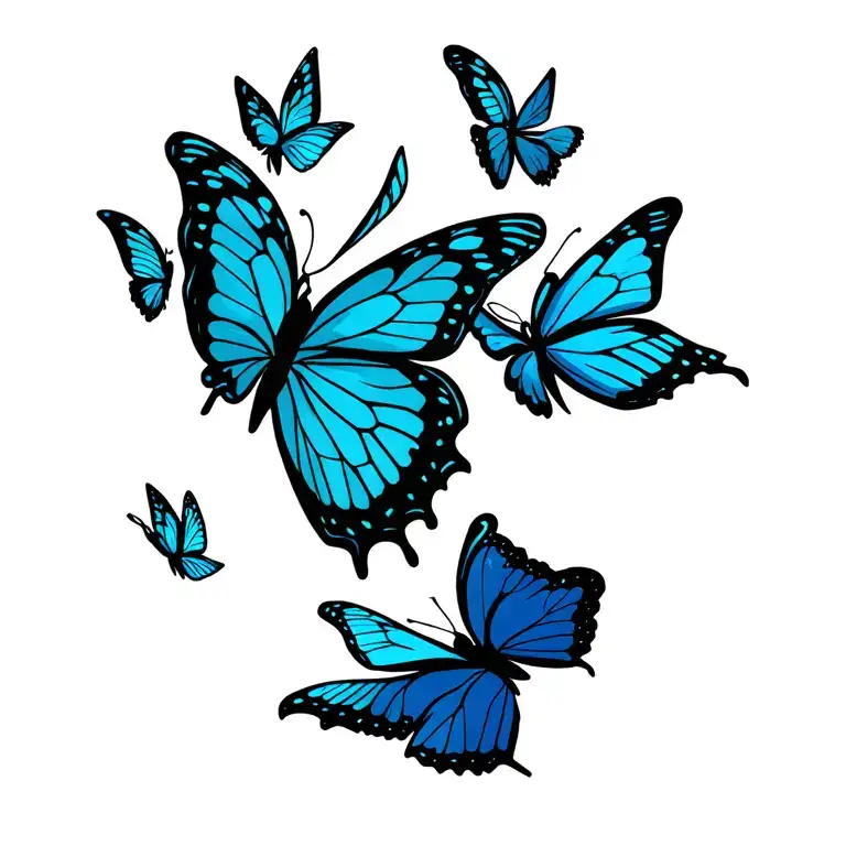 Lucky Few Large Butterflies Flying