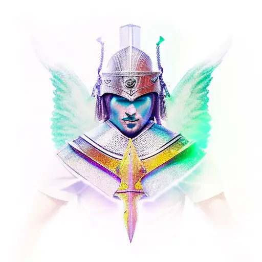 A New-school Angelic Warrior With Vibrant Armor And Sword