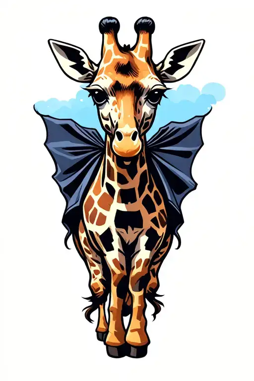 Giraffe Wearing A Cape Flowing