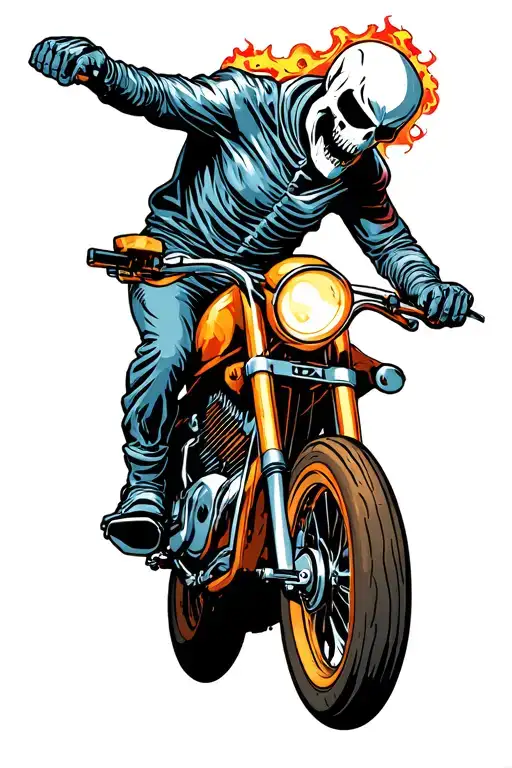 Ghost Rider Doing A Wheelie