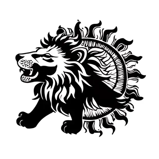 Lion And Sun Symbol