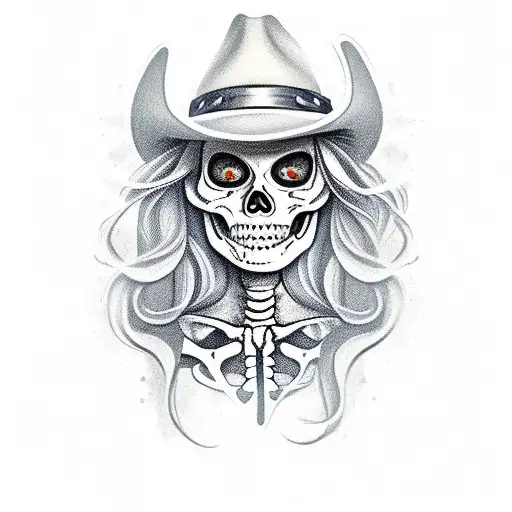 Skeleton Cowgirl Face