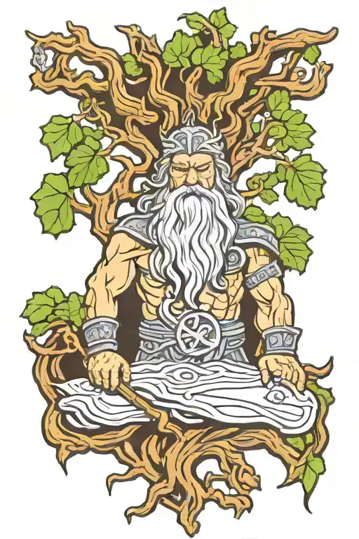 Simple Odin The Norse God And Oak Tree