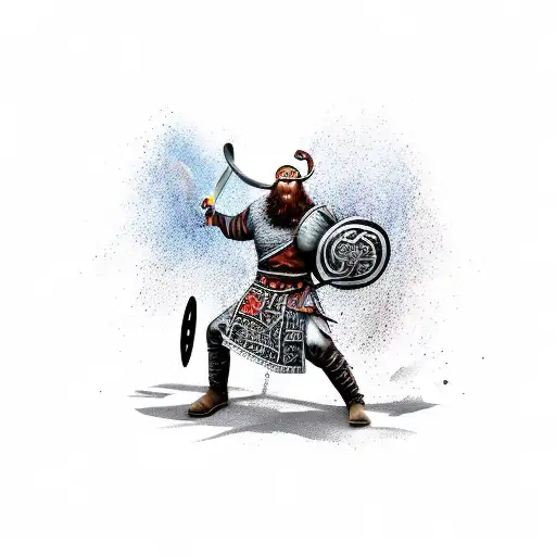 Viking Warrior Wielding A Machado In Battle