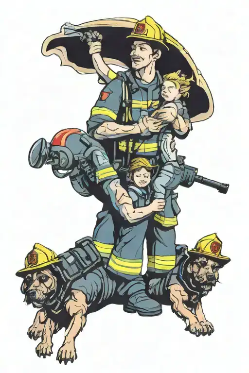 Firefighter And Family