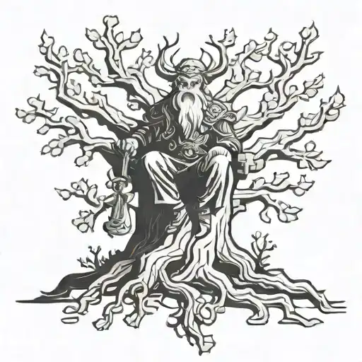 Oak Tree And Odin The God