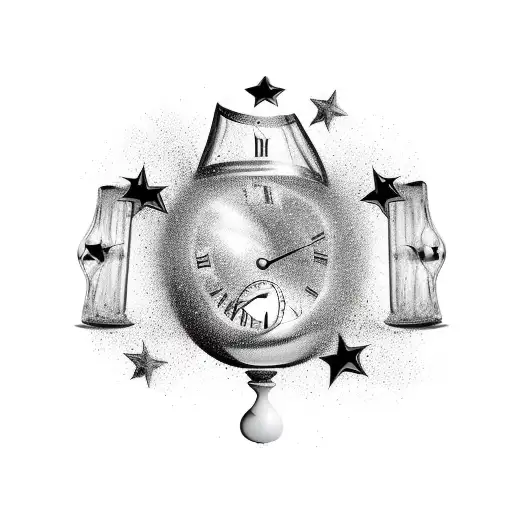 Hourglass Time Black And White Stars