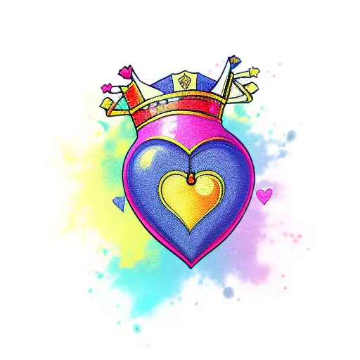Heart With A Yellow Cartoonish Crown