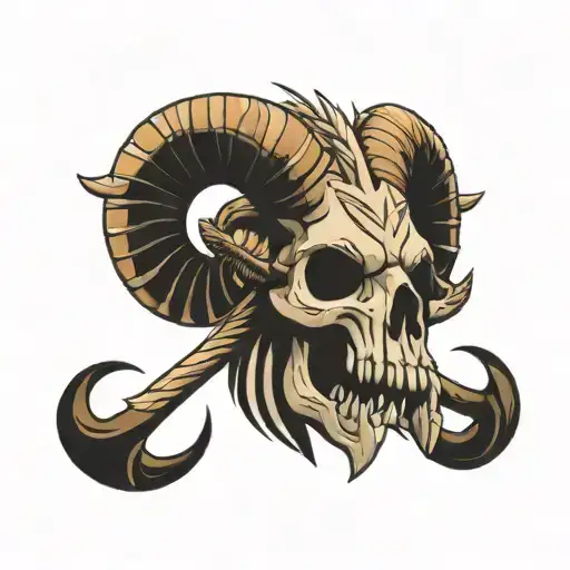 The Skull Of A Ram Whose Horns Are Snakes
