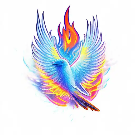 Bird With Firey Wings And Smokey Background